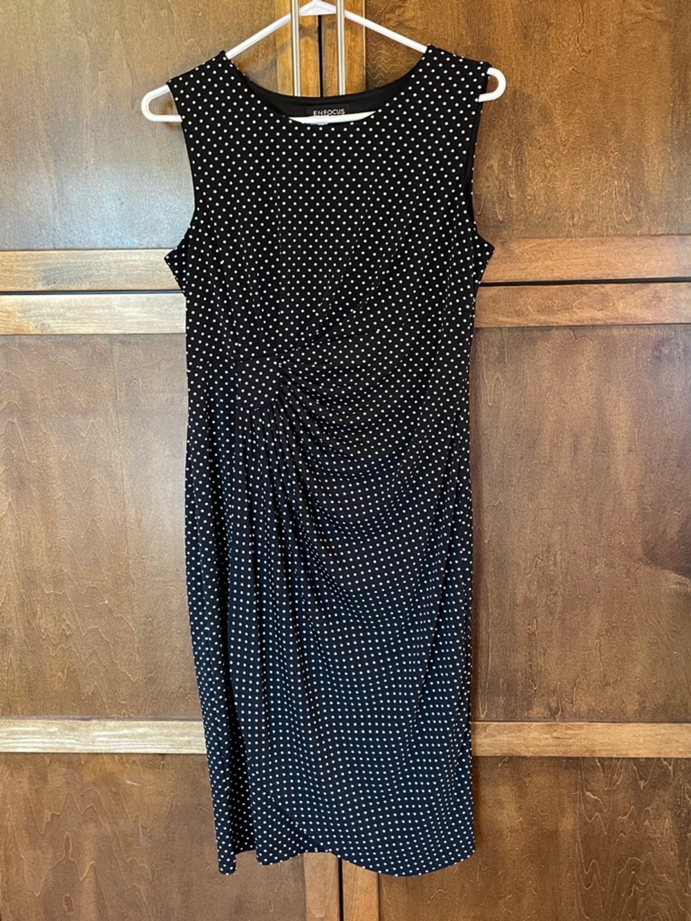 Enfocus Studio Black & White Polka Dot Midi Sheath Dress